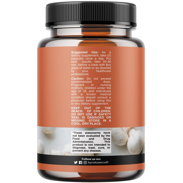 Nootropic & Immune Support Mushroom Supplement - Nature'S Craft Mushroom Complex with Lion'S Mane, Reishi, Cordyceps & Turkey Tail Adaptogen Blend