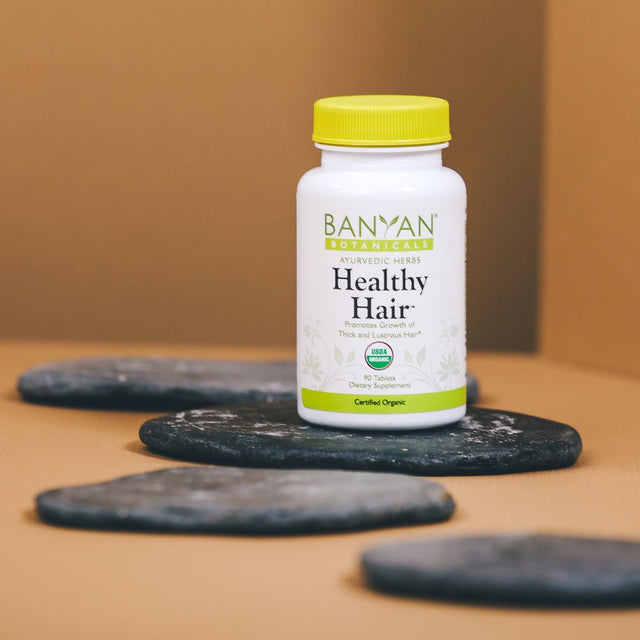 Banyan Botanicals Healthy Hair Tablets – Organic Hair Supplement with Amla & Bhringaraj – Ayurvedic Hair Care for Thick, Lustrous & Strong Hair* – 90 Tablets – Non GMO Sustainably Sourced Vegan