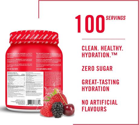 Biosteel Hydration Mix, Great Tasting Hydration with Zero Sugar, and No Artificial Flavours or Preservatives, Mixed Berry Flavour, 100 Servings per Tub