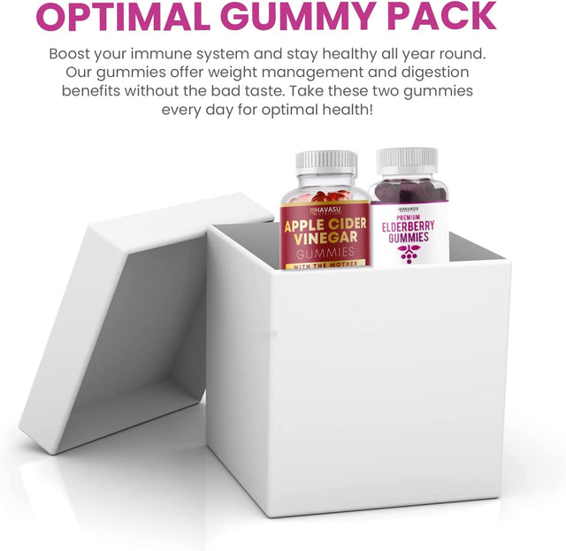 Elderberry Gummies & Apple Cider Vinegar Gummies | Potent Antioxidant Support | Immune Defense with Zinc & Vitamin C | Detox Cleanse with ACV | 60 Elderberry Gummies & 60 Apple Cider Vinegar Gummies