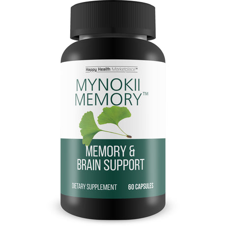 Mynokii Memory - Nootropic Brain Supplement - Memory & Brain Support with Gingko Biloba & DMAE - Aid Memory, Focus, Mood, & Productivity - Promote Clear Thinking & Concentration - Memory Supplements