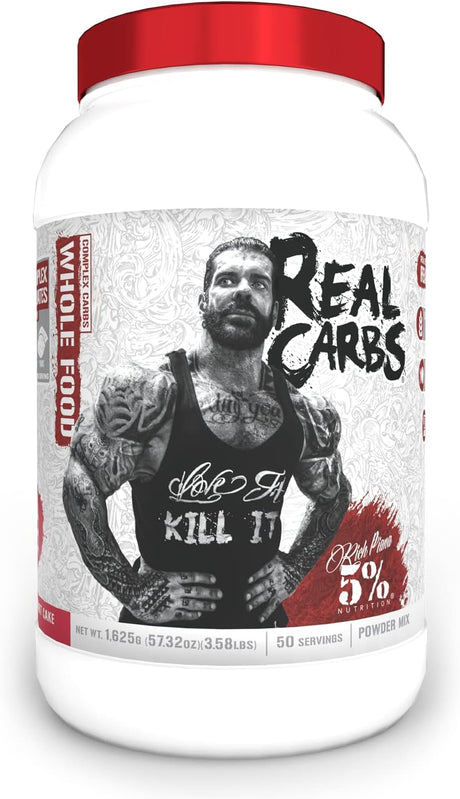 5% Nutrition Rich Piana Real Carbs with Real Food Complex Carbohydrates, Long-Lasting Low Glycemic Energy for Pre-Workout/Post-Workout Recovery Meal, 3.58 Lb, 50 Servings (Strawberry Shortcake)