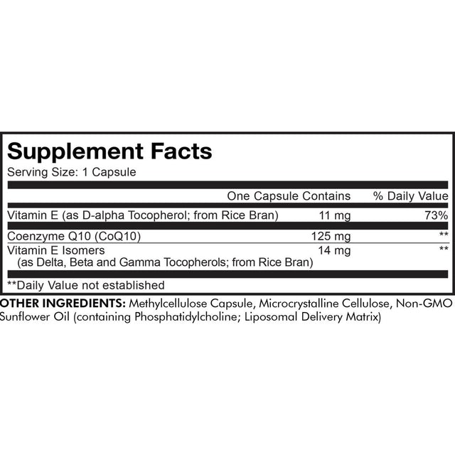 Codeage Liposomal Coq10, Vitamin E Tocopherols & 125 Mg Coenzyme Q10, Cardiovascular Support, 60 Ct