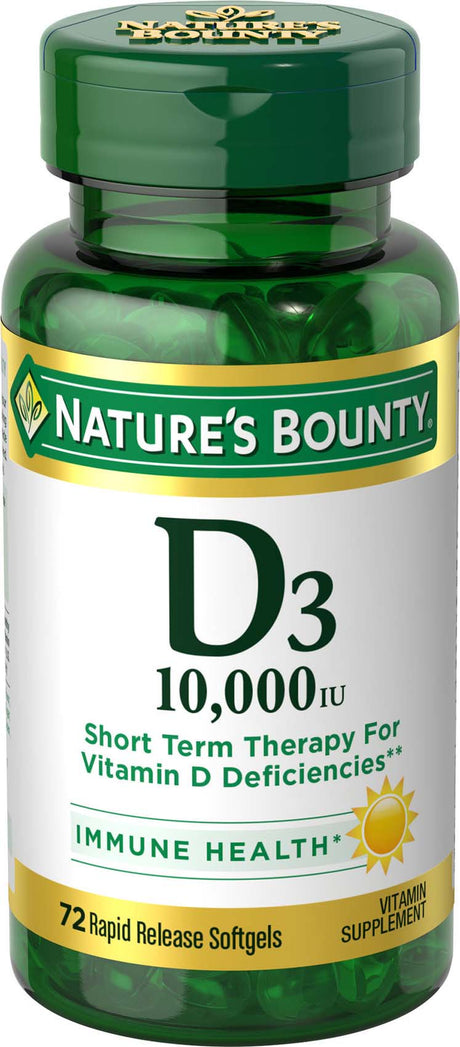 Nature'S Bounty Vitamin D3, Immune Health, 250 Mcg, Softgels, 72 Ct