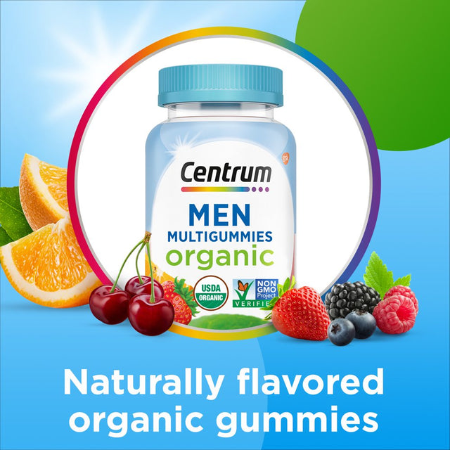 Centrum Men'S Organic Multigummies, Men'S Multivitamin Gummies, Organic Multivitamin for Immune Support, Energy, and Muscle Function - 90 Count