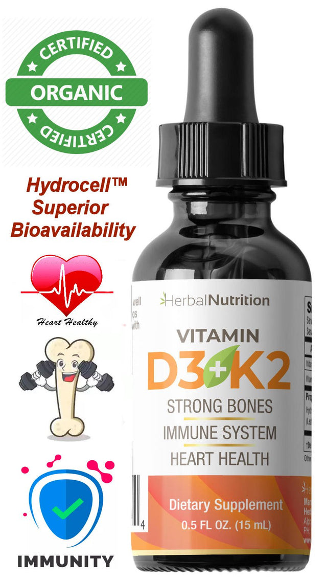 Vitamin D3 Liquid Complex Organic D3 K2 5000Iu 270 Servings from Herbal Nutrition