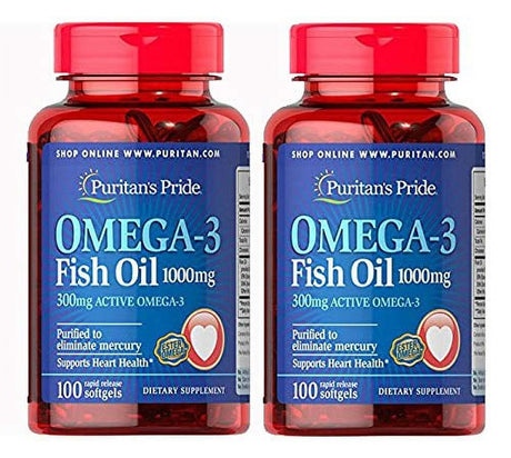 Omega-3 Fish Oil 1000 Mg (300 Mg Active Omega-3) - 2 Pack