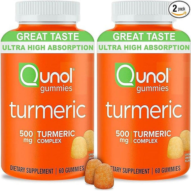 Qunol Turmeric Gummies, Qunol Gummy with 500Mg Turmeric Curcumin, Joint Support Supplement, Ultra High Absorption Tumeric Curcumin, Vegan, Gluten Free, 2 Month Supply (60 Count, Pack of 2)