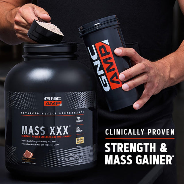 GNC AMP Mass XXX with Myotor Protein Powder | Targeted Muscle Building and Workout Support Formula with BCAA and Creatine | Chocolate | 13 Servings