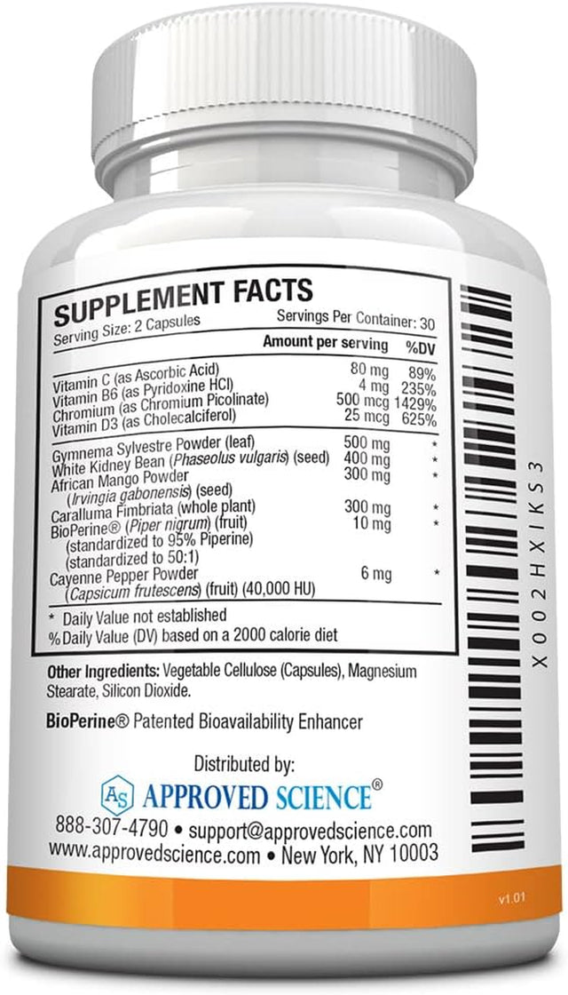 Approved Science® Appetite Suppressant - Increase Satiety, Help Reduce Cravings - Fast Absorption - 60 Capsules - Made in the USA