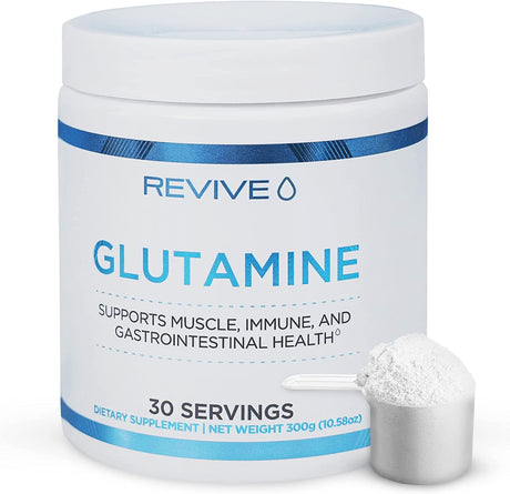 Revive MD Gut L-Glutamine Powder Muscle Recovery & Immune System Booster for Adults - Promotes Digestive Health & Reduces Muscle Soreness - Immunity & Digestion Vegan Pure L Glutamine Supplement