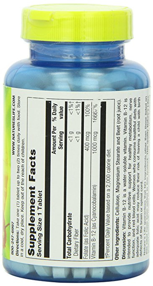 Natures Life - Vitamin B 12, Tablet (Btl-Plastic) 1000Mcg 250Ct