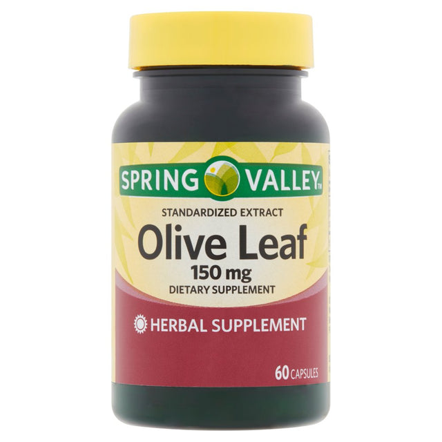 Spring Valley Standardized Extract Olive Leaf Herbal Supplement Capsules, 150 Mg, 60 Count