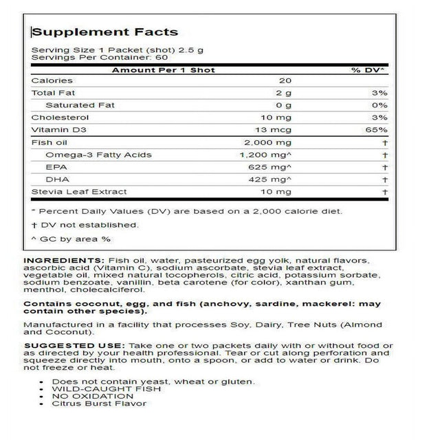 Coromega MAX Omega-3 Squeeze Packets, Citrus Burst, 2400 Mg, 60 Ct