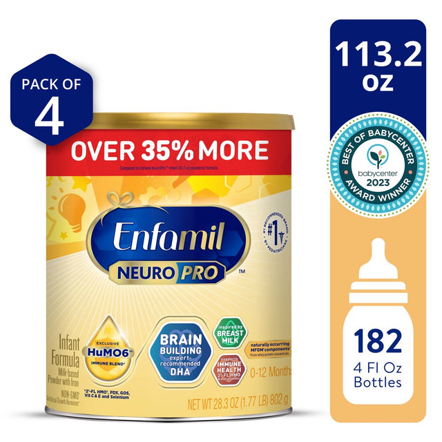 Enfamil Neuropro Baby Formula, Milk-Based Infant Nutrition, MFGM* 5-Year Benefit, Expert-Recommended Brain-Building Omega-3 DHA, Exclusive Humo6 Immune Blend, Non-Gmo, 113.2 Oz​