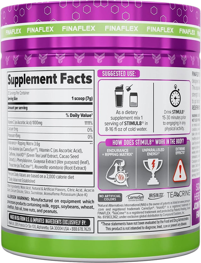 FINAFLEX STIMUL8 Original Super Pre-Workout, Tropical - Energy, Strength & Endurance for Men & Women - with Caffeine, Beta-Alanine & Vitamin C - 35 Servings