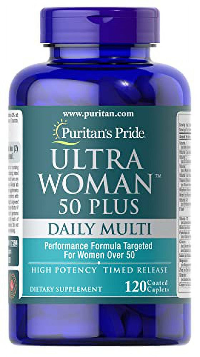 Puritan'S Pride Ultra Woman 50 plus Multivitamin Caplets with Zinc, 120 Count, White