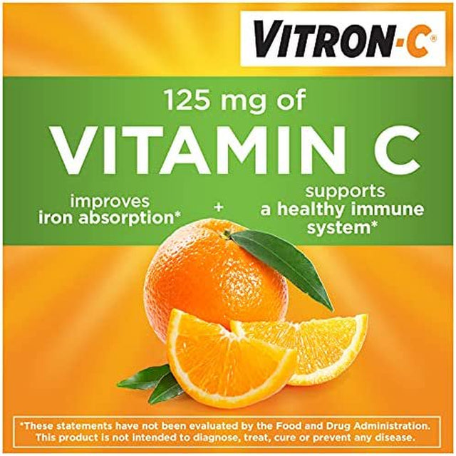 Vitron-C High Potency Iron Supplement with 125 Mg Vitamin C, Dye Free, Vegan, Gluten Free, 60 Count