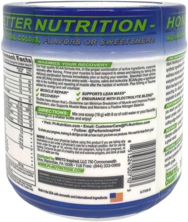 PERFORMANCE INSPIRED Nutrition - 5G BCAA Powder with Added Electrolytes - Taurine & Glutamine - All-Natural Recovery Rebuild & Clean Formula- 1.46Lb - Tropical Mango Delight