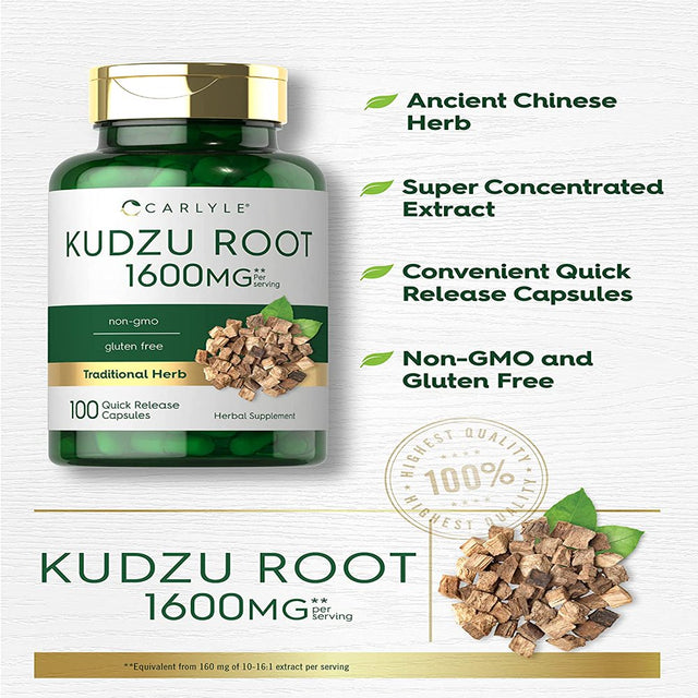 Kudzu Root Extract | 1600Mg | 100 Capsules | Herbal Supplement | by Carlyle