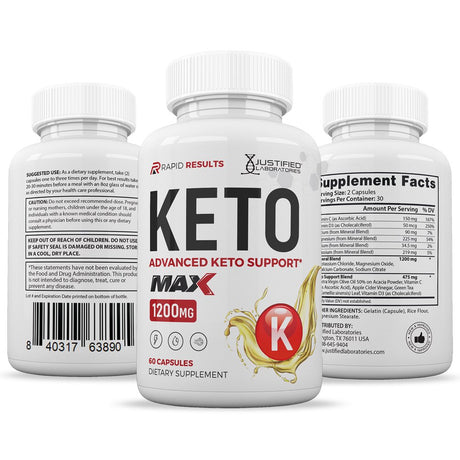 (2 Pack) Justified Laboratories Rapid Results ACV MAX Pills 1675Mg Stronger than Gummies Advanced Keto Support 120 Capsules