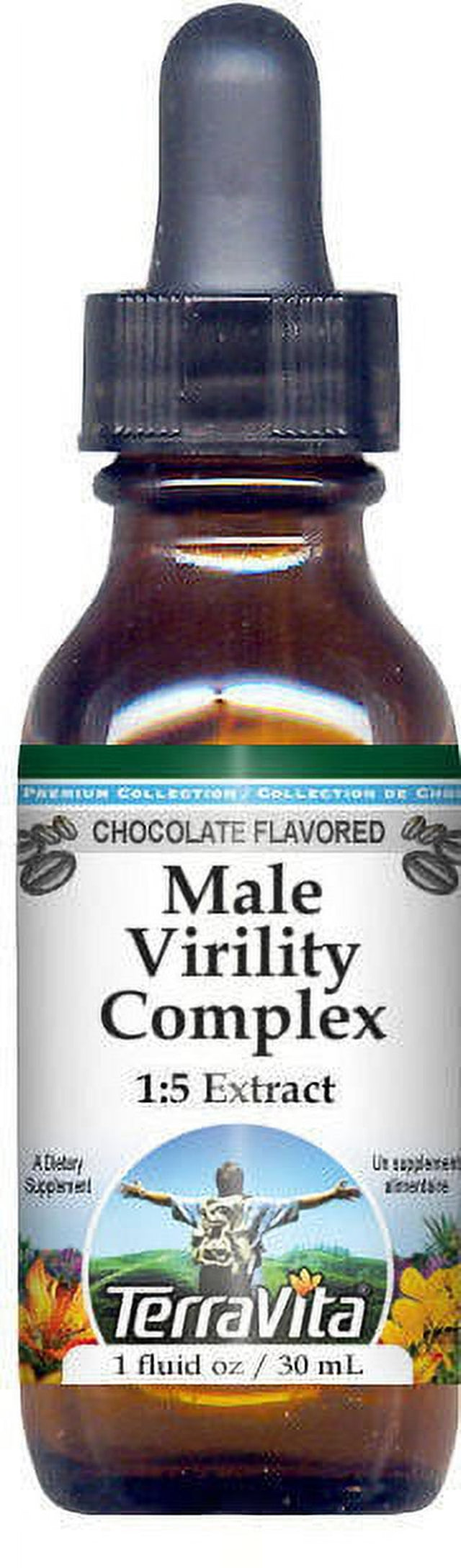 Terravita Male Virility Complex Glycerite Liquid Extract (1:5) - Chocolate Flavored, (Chocolate, 1 Oz, 1-Pack, Zin: 523624)