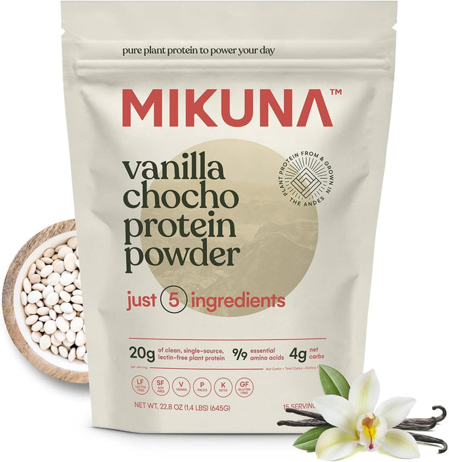 Vegan Protein Powder (Vanilla, 15 Servings) - Plant Based Chocho Superfood Protein - Dairy Free Protein Powder Packed with Vitamins, Minerals & Fiber - Gluten, Keto & Lectin-Free