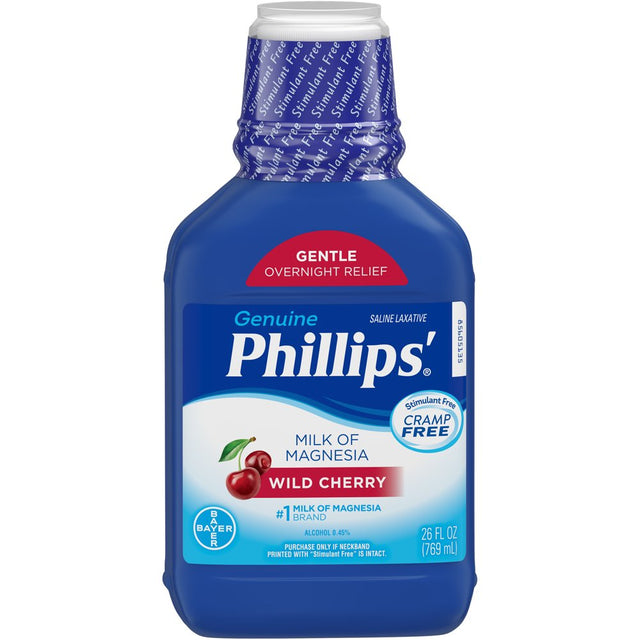 Phillips Milk of Magnesia Liquid Magnesium Laxative, Wild Cherry, 26 Oz