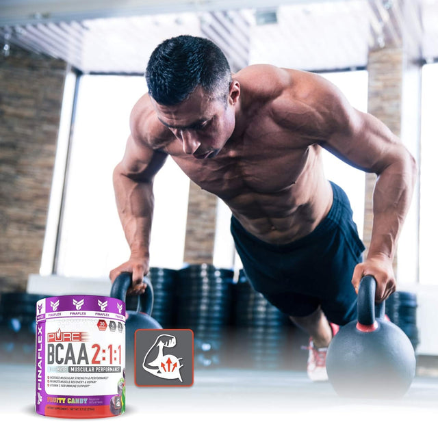 FINAFLEX Pure BCAA 2:1:1, Fruity Candy - 9.7 Oz - Promotes Strength, Recovery & Performance - with 2:1:1 Ratio of Leucine, Isoleucine & Valine + Vitamin C - 30 Servings