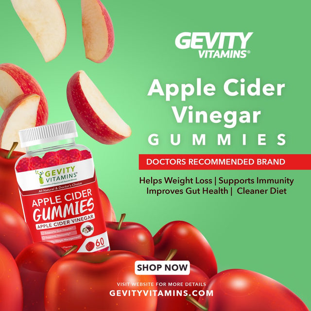 Gevity Vitamins Apple Cider Vinegar Gummies, 60 Gummies, Dietary Supplements