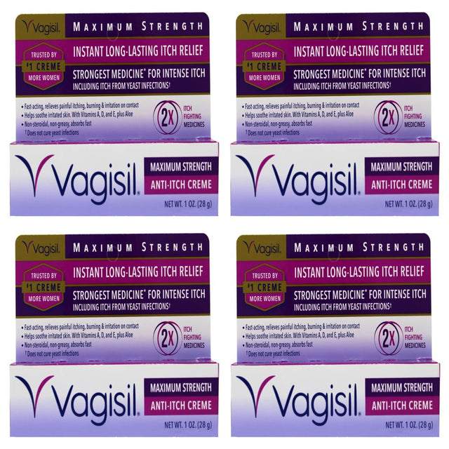 4 Pack - Vagisil Maximum Strength Anti-Itch Creme 1 Oz Each