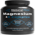 Natural Flow Supplements 4X Magnesium Glycinate, Taurate, Malate, Orotate Complex for Calm Sleep, 120 Caps