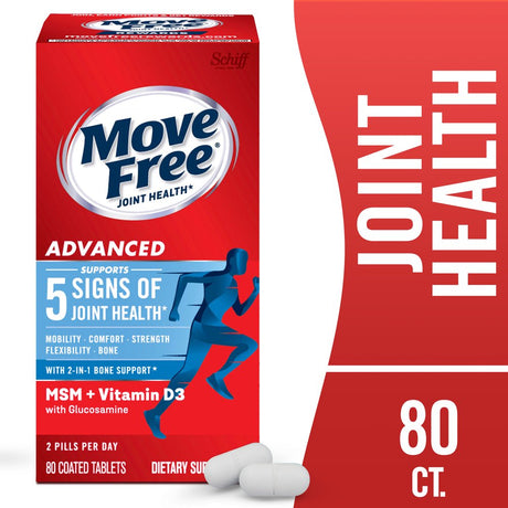 Move Free Advanced plus MSM and Vitamin D3, 80 Tablets - Joint Health Supplement with Glucosamine and Chondroitin