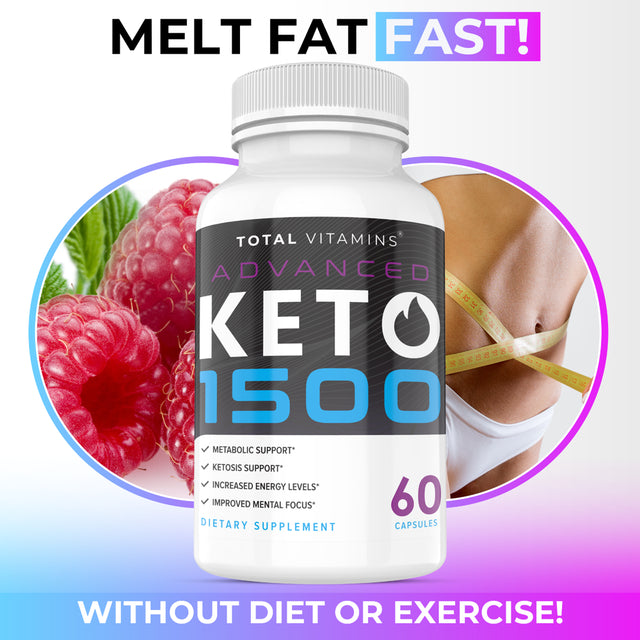 Keto Diet Pills Advanced 1500 BHB Weight Loss Exogenous Ketones Rapid Ketosis 60 Capsules