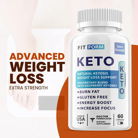 (3 Pack) Fit Form Keto - Supplement for Weight Loss - Energy & Focus Boosting Dietary Supplements for Weight Management & Metabolism - Advanced Fat Burn Raspberry Ketones Pills - 180 Capsules