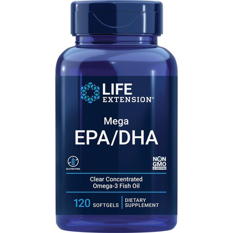 Life Extension Mega EPA DHA, Fish Oil, EPA Omega-3 Fatty Acid, DHA Omega-3 Fatty Acid Heart, Brain & Joint Health, High Potency, Gluten-Free, Non-Gmo, 120 Softgels