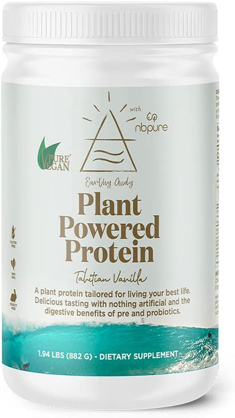 Nbpure Earthy Andy Plant Powered Protein, Gluten-Free, Non-Gmo, Cruelty Free Pea Protein Powder, Vanilla, 30 Servings