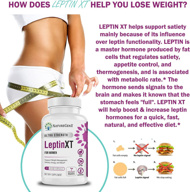 Leptinxt - Leptin Supplements for Weight Loss for Women - Extra Strength, Fat Burner - 60 Ct.