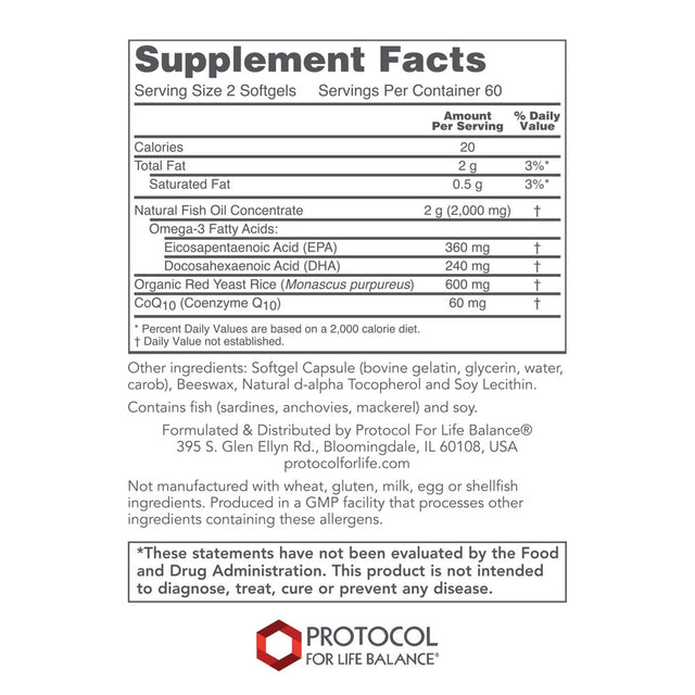 Protocol Cardio Tri-Plex - Coq10, Omega-3 Fish Oil - 120 Softgels