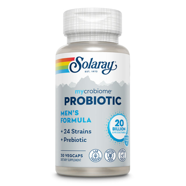 Solaray Mycrobiome Probiotic Mens Formula | Specially Formulated for Men | Healthy Digestion, Immune Function & More | 30 Billion CFU | 30 Vegcaps