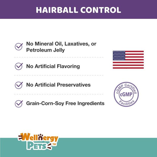 Natural Hairball Control Chews for Cats – Hairball Remedy & Aid with Omega 3 6 Fatty Acids, Zinc, Biotin, Cranberry, and Fiber. Promotes Skin & Coat, Digestive, Urinary Health. 70Ct