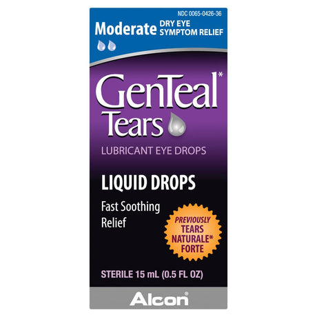 Genteal Tears Moderate Lubricant Eye Drops for Dry Eye Symptom Relief, 15Ml