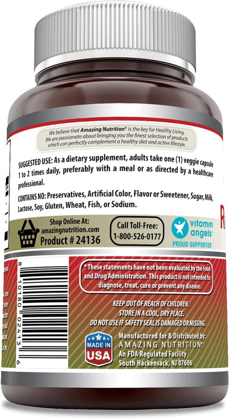 Amazing Formulas Red Yeast Rice 600 Mg plus Co Q-10 50 Mg 120 Vegetarian Capsules (Non-Gmo,Gluten Free) Supports Cardiovascular Health,Healthy Weight Management and Overall Healthy and Well Being