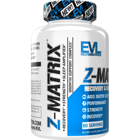 Sleep Supplement - Evlution Nutrition Sleep Aid with Z-Matrix for Muscle Recovery - Sleeping Pills Mineral Complex with Zinc, Magnesium & L-Theanine - EVL Z-Matrix 240Ct Capsules