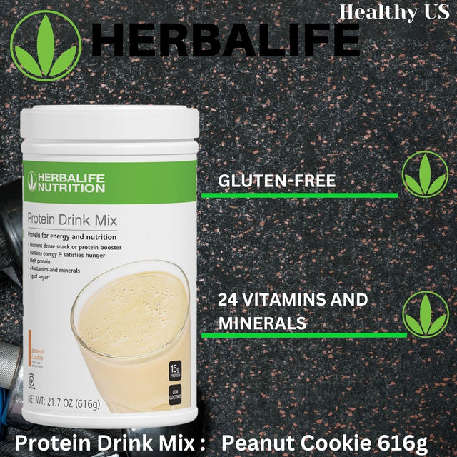 Herbalifeprotein Drink Mix: Peanut Cookie 616 G, Nutrient Dense Healthy Snack, Protein Booster, Sustains Energy and Satisfies Hunger, High Protein, 616G