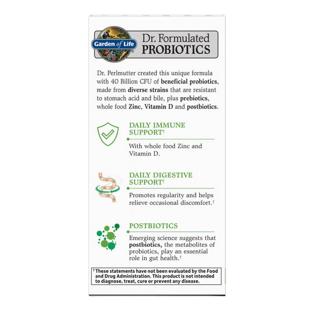 Garden of Life Dr. Formulated Probiotics Digestive Immune Care with Zinc, 30Ct *EN