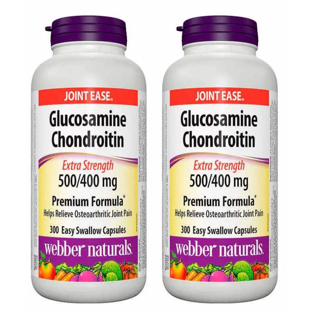 Webber Naturals Glucosamine & Chondroitin Sulfate Capsules Healthy, 300-Count, 2-Pack | Joint Health Support