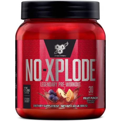 BSN N.O Xplode Pre-Workout Powder, Fruit Punch, 30 Servings