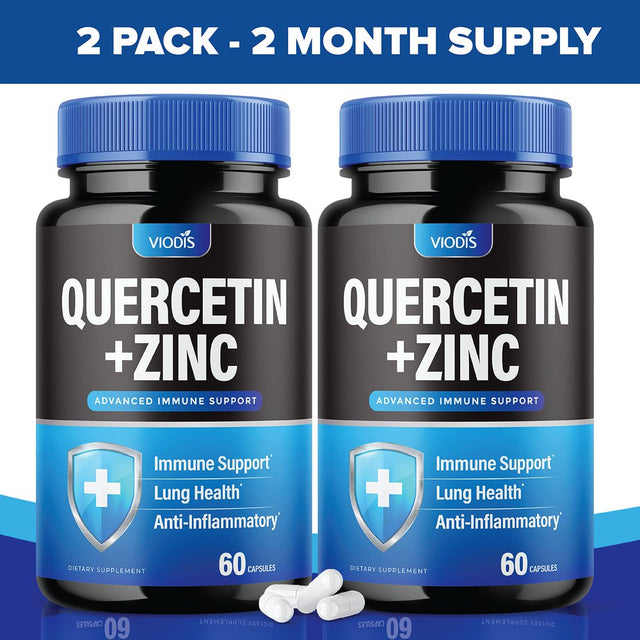 (2 Pack) Quercetin 500Mg with Zinc - Immune System Booster, Lung Support Supplement for Adults Kids - Immunity Defense (120 Capsules)