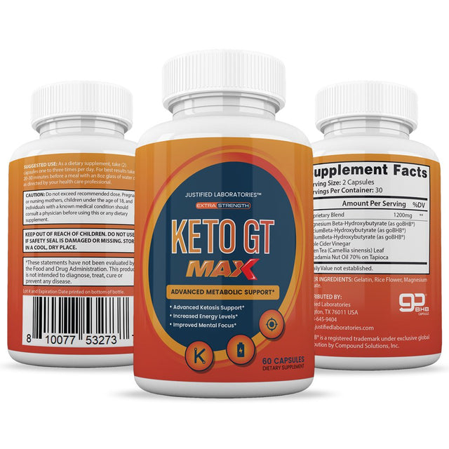 (2 Pack) Keto GT 1200 MG Ketogenic Pills Supplement Includes Gobhb Exogenous Ketones 120 Capsules